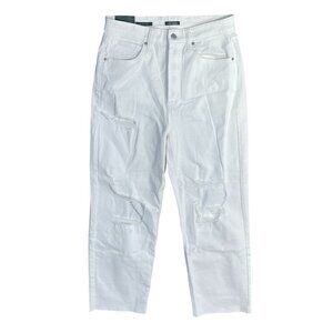 New Wild Fable White Jeans Highest Waist Straight Size 10 Distressed